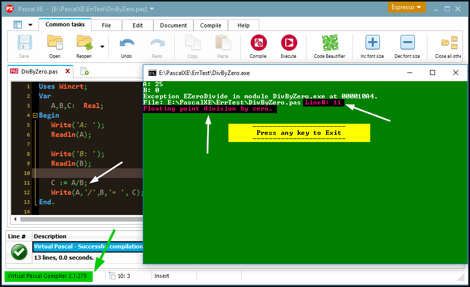 Virtual Pascal. Pascal Compiler. Транслятор Паскаль. Exit в Паскале.